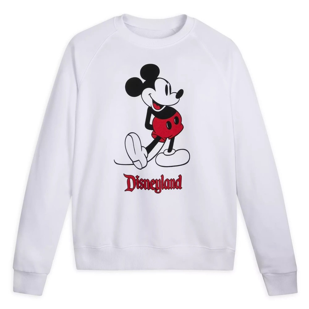Disney Parks Mickey Mouse Classic Sweatshirt Adult Medium White Disneyland NWT